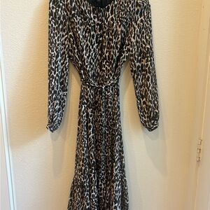 Banana Republic Animal Print Long Sleeve Dress